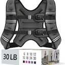 Zeerun Weighted Vest, 6lb/8lb/10lb/12lb/15lb/18lb/20lb/24lb/30lb for Men Women, Reflective Stripe Adjustable Buckle, Comfortable Durable Rucking Vest for Walking Running Strength Training