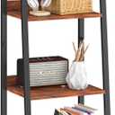 Yoobure Ladder Shelf, 4 Tier Tall Ladder Bookshelf Corner Shelf, Industrial Book Shelf Ladder Bookcase Narrow, Standing Storage Shelves Display Shelf for Bedroom Living Room Office Kitchen Bathroom (Berry Brown)