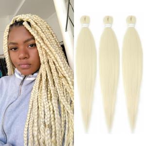 613 Blonde Braiding Hair Pre stretched 14 Inch 3 Packs Pre-stretched Braiding Hair EZ Braid Yaki Texture Synthetic Hair Extensions for Crochet Box Braids