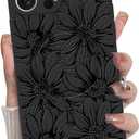 MZELQ for iPhone 13 Pro Case, Silicone Black Floral Flowers Cute Pattern, Magnetic Compatible with MagSafe Sunflowers Camera Protection Phone Case