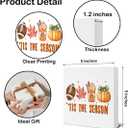 jyunsoeng Fall Decor - Fall Decorations for Home - Thanksgiving Decorations - Tis the Season Autumn Harvest Pumpkin Wooden Sign Home Living Room Kitchen Desk Shelf Table Decor - 5 x 5 Inches