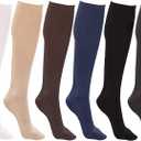 Winterlace Womens Trouser Socks, Opaque Stretchy Nylon Knee High, Many Colors, 6 Pairs, 9-11