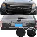 Gomu Front Rear Emblems Blackout Precut Vinyl Wrap Overlay Kit Compatible with Ford Explorer 2011 2012 2013 2014 2015 - Matte Black