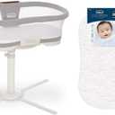 HALO BassiNest Swivel Sleeper Luxe Series Dove Grey Tweed and HALO DreamWeave Breathable Bassinet Replacement Pad Bundle