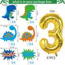Three Dino Rex Birthday Party Decorations Dinosaur Birthday Party Supplies 3 Year Old Boy Dino Balloon Arch Backdrop Cake Topper Plates Napkins and Cups Table Cloth for for Boy T-Rex 3 Rex Dino Bday