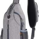 WATERFLY Crossbody Sling Backpack Sling Bag Travel Hiking Chest Bag Daypack (Gray)
