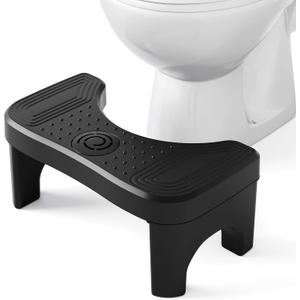 Recximi Black Toilet Stool Poop Stool Squat Adult, Toilet Foot Rest Step Stool for Adults, Portable Bathroom Stool for Pooping, Portable Squatting Toilet Stand for Feet, Healthy Gifts, Black (1 Pack)
