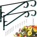 Plant Hangers Outdoor 2 Pack 15.5 Inch Metal Plant Hooks for Wall, Decorative Straight Hanging Plant Bracket for Bird Feeders, Planters, Lanterns, Wind Chimes, Blackish Green