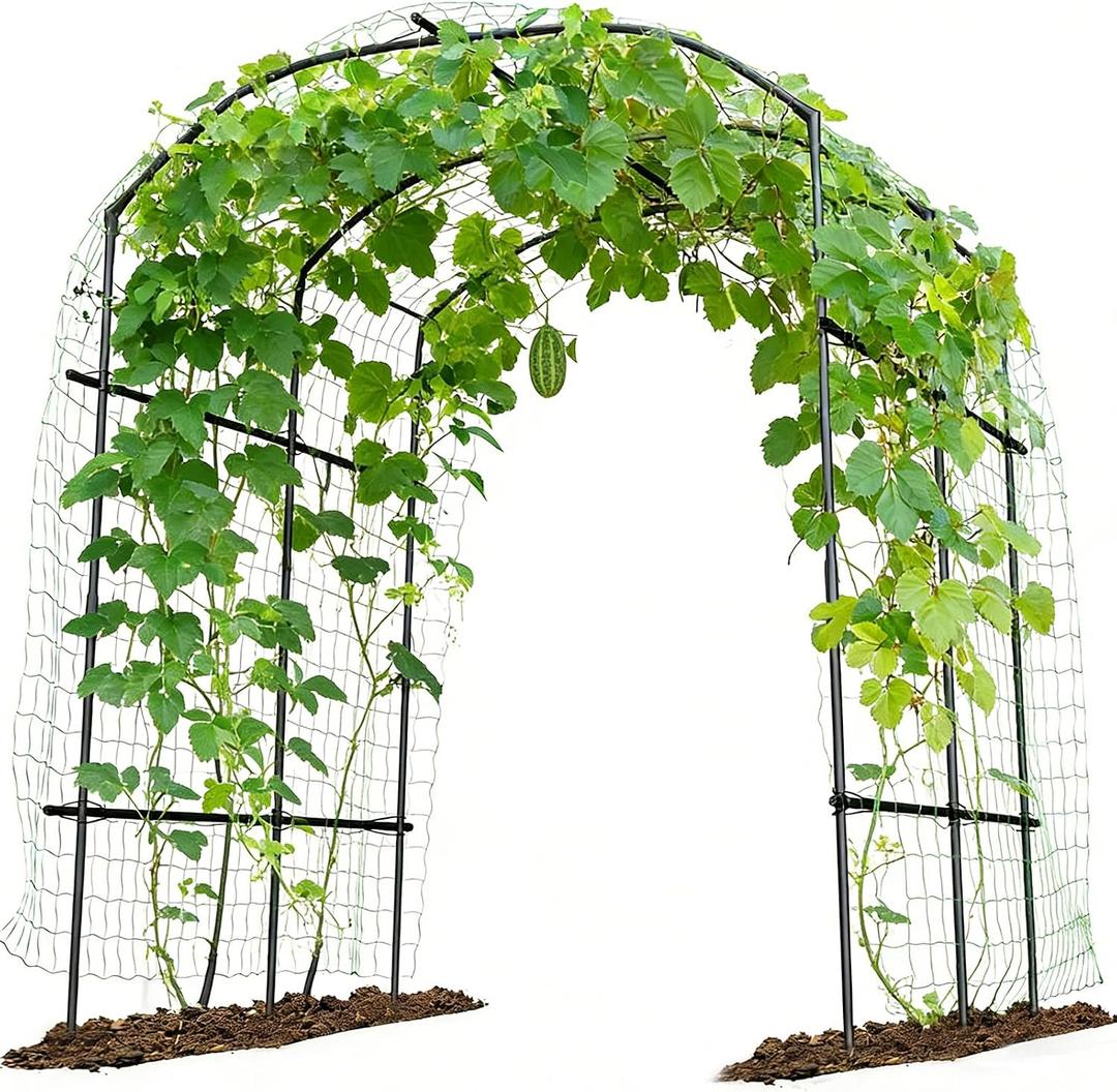 Tall Garden Arch Trellis for Climbing Plants, 87in Tall Metal Plant Support Trellis Archway for Climbing Plant Vegetables Cucumber, Outdoor Yard Lawn Garden Arch Tunnel Trellis 87" H x 75" L x 71" W