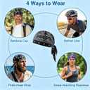 5 Pack Cooling Headscarf Cap Set, Adjustable Strap Bandana Beanie, Breathable Elastic Helmet Liner Head Wrap for Men Motorcycle Outdoor Activities