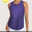 2 x Women's Workout Tank Tops Woman Sleeveless Loose Fit Gym Tops Athletic Shirts Racerback Quick Dry UPF 50+ (Purple, L)