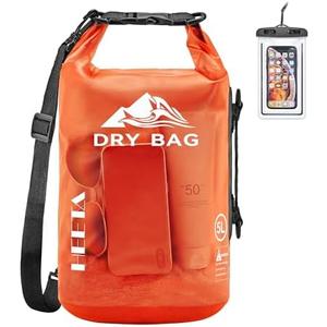 HEETA Dry Bag Waterproof for Women Men, Roll Top Lightweight Dry Storage Bag Backpack with Phone Case for Travel Swimming Boating Kayaking Paddle Board Camping Beach Accessories (Orange, 40L)
