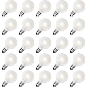G40 Led Frosted White Replacement Light Bulbs, E12 Led Candelabra Globe Light Bulbs, 1.5 Inch Frosted String Lights Bulbs for Indoor Outdoor, 0.6 Watt E12/C7 Base Chandelier Light Bulbs-25 Pack