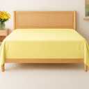 Twin XL Size Flat Sheet - Hotel Quality Top Flat Bed Sheet Only - Ultra-Soft, Breathable & Cooling - Fade & Wrinkle Free - Easy-Care, Stain & Shrink Resistant Bedding - Easy-Fit & Oeko-Tex - Yellow