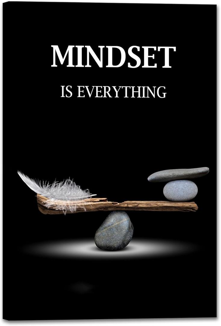 SKASNFAI Mindset Motivation Office Wall Art Zen Stone Canvas Print Pictures Wall Decor Framed Positive Quotes Posters for Living Room Bedroom Decoration (20L x 30W)