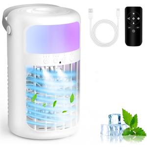 Portable Air Conditioner, 2025 Upgraded 4-IN-1 Ultra-Quiet Design Portable AC Unit with 2 Cool Mist & Speeds1500ml Remote Control Air Conditioner Evaporative for Home,Office,Bedroom, Camping