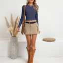 Riyiper 3 Pack Women's Ribbed Crop Tops, Long Sleeve Layer Tight Slim Fit Shirts Basic Crew Neck Tops Fall Y2k Clothes (XL)