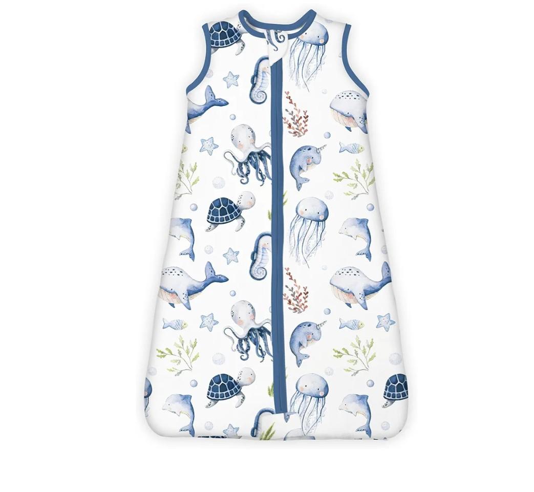 1.0 TOG Toddler Sleep Sack, Wearable Blanket Baby Sleeping Bag with 2-way Safe Zipper, Ultra Soft All Season Sleep Sack for 24-36-48 Months, 1 Pack(Ocean Animals)