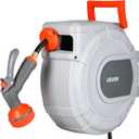 VEVOR Retractable Garden Hose Reel, 1/2 in x 50 ft, Wall Mounted Hose Reel with 9-Function Sprayer Nozzle and 180 Swivel Bracket, Any Length Lock, Automatic Slow Rewind System, for Garden Watering
