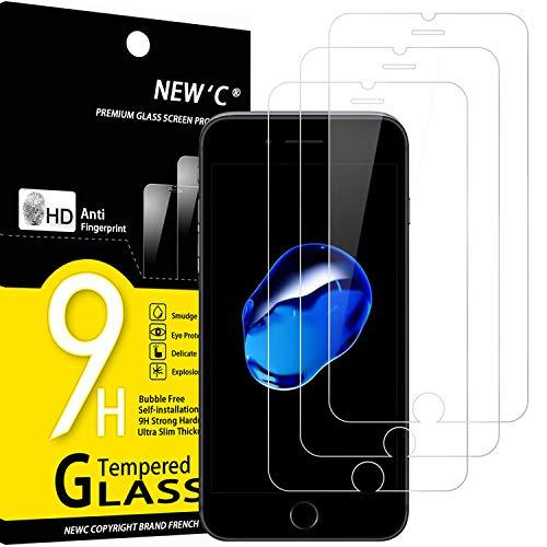 NEW'C 3 Pack Designed for iPhone 7 Plus and iPhone 8 Plus Screen Protector (5.5"), Tempered Glass, Case Friendly Anti Scratch Bubble Free Ultra Resistant
