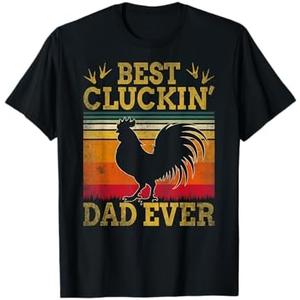 Best Cluckin Dad Ever Father's Day Vintage Style Chicken Dad T-Shirt XL