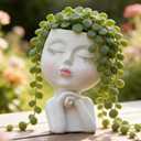 Face Planter, Head Planter, Plant Pots Indoor, Plant Pot for Home Decor, Flower Pots with Drainage, Cute Planters for Women, Succulent Pots, Face Flower Pot(7.2 Inch)