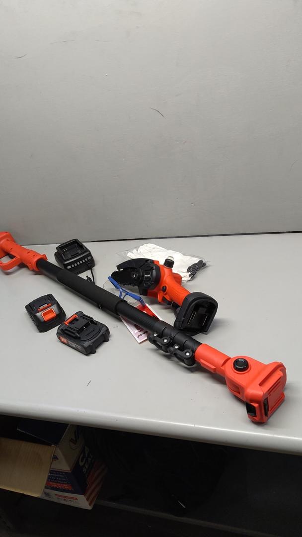 Cordless Pole Saw, 2-in-1 6" Battery Powered Pole Saws for Tree Trimming, 21V 2.0Ah Batteryes & Extension Pole, 14ft Max Reach Small Pole Saw for Wood Cutting, Trimming, Black & Red