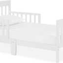 Dream On Me Finn Toddler Bed in White, Greenguard Gold and BSA Certified, Non-Toxic Finish, Made of Sustainable New Zealand Pinewood, Low-to-Floor Design with Safety Guard Rails 53"L x 30"W x 24.5"H