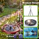 AISITIN 15" Hanging Bird Bath with Solar Fountain, Outdoor Hanging Bird Bath Bowl with 3-Tier Steps, Solar Powered Water Fountain for Bird Bath, Feeder, Drinking, Garden Patio Lawn Backyard