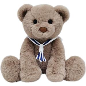 Mikee Fluffie Teddy Bear Stuffed Animal with Navy Collar, 9" Small Teddy Bear, Cute Soft Stuffed Animals for Girls Kids, Valentines Plush Bears Toy for Birthday Children's Day Gift