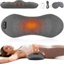 Triple Fusion Back Massager with Heat, Vibration & Traction  3-in-1 Lumbar Support Pillow for Lower Back & Sciatica Pain Relief, Smooth Comfort Spine Support Device for Home Use