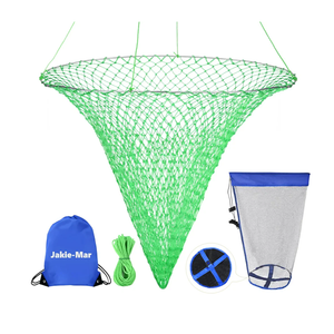 Foldable Bridge and Pier Fishing Net, Drop Net for Pier Fishing, Pier Net for Fishing Saltwater Freshwater, Multi-Purpose Foldable Rubber Fish Basket with 32FT Rope