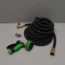 PowerFlow Garden Hose, NON-EXPANDABLE 25 Feet Premium Quality Stainless Steel Metal Water Hose with Durable Fabric Skin, Hose For Commercial, Residential Use, Bonus 10-way Spray Nozzle (25 Ft, Black)