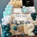 Chugga Chugga Two Two Train Birthday Decorations Include Chugga Chugga Backdrop for 2nd birthday Train Birthday decorations (Green)