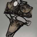 Avidlove Sexy Lingerie for Women 2 Piece Lace Lingerie Set with Underwire Bra and Panty Sets (Black, XL)