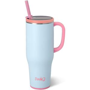 Swig Life 40oz Leakproof Mega Mug, 40oz Tumbler with Handle and Straw, Extra Large Insulated Tumblers, Cup Holder Friendly Travel Mug (Sea Breeze)