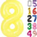 Yellow Number 8 Balloon 40 Inch, 8th Birthday Party Decorations for Children, Giant 8 Foil Balloon for Party Supplies