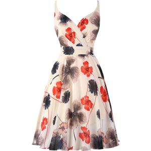 Dressever Summer Cocktail Dress V-Neck Adjustable Spaghetti Strap Chiffon Sundress (Medium, Beige Flower) Dressever Summer Cocktail Dress V-Neck Adjustable Spaghetti Strap Chiffon Sundress (Medium, Beige Flower)