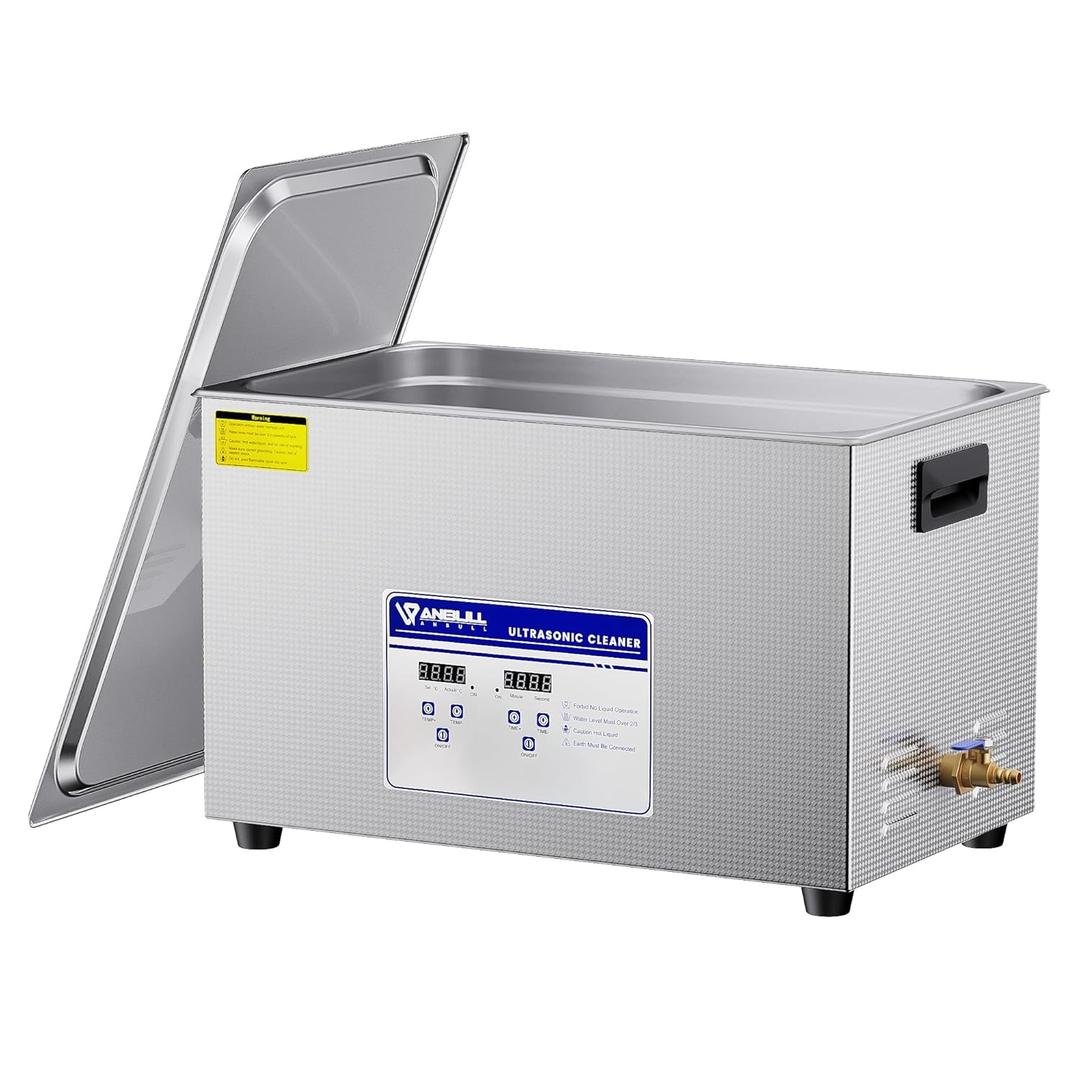 Anbull 30L/8Gal 600W Industrial Ultrasonic Cleaner Machine with 304 Stainless Steel and Digital Timer Heater for Wrench Tools Industrial Parts Mental Instrument Apparatus Cleaning, 100S
