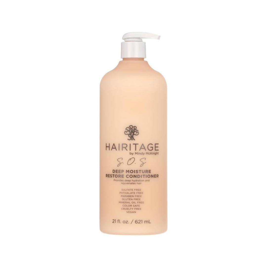 Hairitage S.O.S. Deep Moisture & Restore Deep Conditioner with Safflower Oil for Dry, Thick Hair - Hydrating - for Coily + Curly + Wavy Hair Types - Vegan for Women + Men, 21 Fl. Oz.