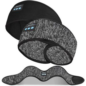 2-Pack Sleeping Headphones, Ultra-Thin Headband Headphones for Side Sleepers, Adjustable Bluetooth Headband for Yoga, Running, Workout & Travel