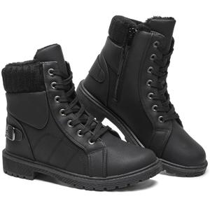 SERNIAL Womens Winter Snow Boots Fur Lined Ankle Boots White Black Side Zipper Booties, Size 37