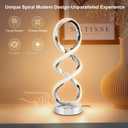 Modern Spiral RGB Table Lamp, Touch Dimmable Bedside Lamp, 7 Colors 10 Light Modes Spiral Design Table Lamp, Unique Nightstand Lamp for Living Room, Bedroom, Cool Lamps, Silver