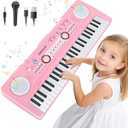 49 Key Pink Piano Keyboard Toy for 3 Year Old Girl Birthday Gift Kids Keyboards Pianos with Microphone Musical Toys for 3 4 5 6 7 Year Old Boys Girls Gifts