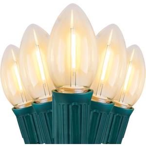 Vintage C9 LED Christmas Lights Outdoor, 100 Feet C9 String Lights with 50 Shatterproof C9 Bulbs, Waterproof Connectable Christmas Tree Lights for Outside Roofline Patio Xmas Decorations, Warm White