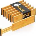 SpaceAid Bamboo Dresser Drawer Dividers 6 Pack, 4.65 High Adjustable 17-22 Drawer Organizers, Expandable Organization for Clothing, Clothes, Dressers, Natural