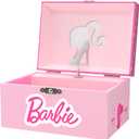 Barbie Storage Organizer for Accessories - Musical Jewelry Box with Spinning Figurine, Barbie Toys for Girls Ages 3-5 - 6 x 4.7 x 3.5 in