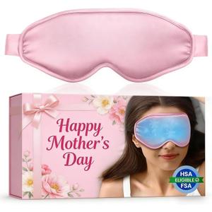 Cooling Eye Mask for Puffy Eyes, Pink Self Care Gifts for Women, Reusable Gel Ice Pack Cold Compress for Headache & Migraine Relief, Adjustable Weighted Sleep Mask for Tired Eyes, Relaxation & Spa