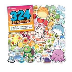 Cute Stickers for Kids - Kawaii Water Bottle Stickers for Teens - 324pc Sticker Pack - Waterproof Vinyl Stickers for Water Bottles, Scrapbook, Laptops, Etc