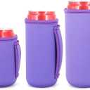 3 Pack Reusable Neoprene Insulated Can Sleeve with Handle for Soda, Energy drink, Pop, Beer, Hard Seltzer, Can Coosies For 12oz & 16oz Can, 12oz Slim can (Purple Blue)